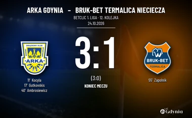 [PIŁKA NOŻNA] Arka Gdynia – Bruk-Bet Termalica Nieciecza 3:1. Gdynianie przerwali serię bez wygranej w Betclic 1. lidze