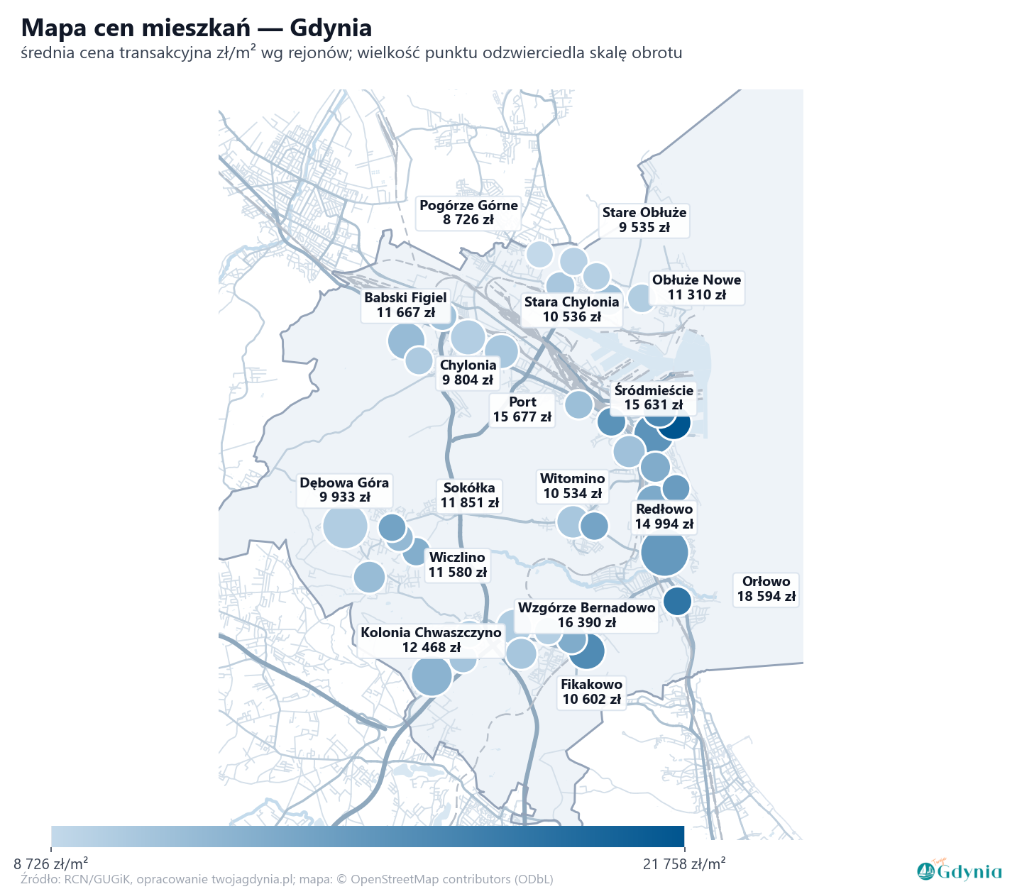 Mapa cen mieszkań - Gdynia