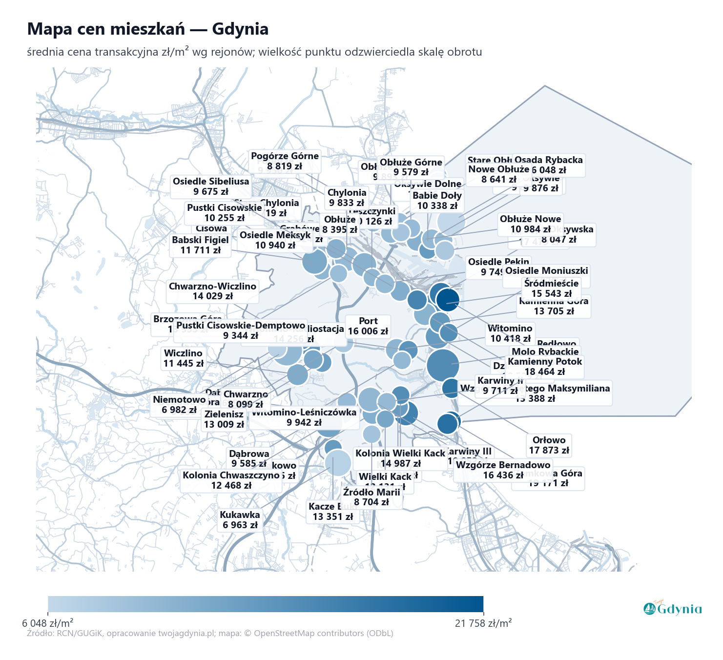 Mapa cen mieszkań - Gdynia