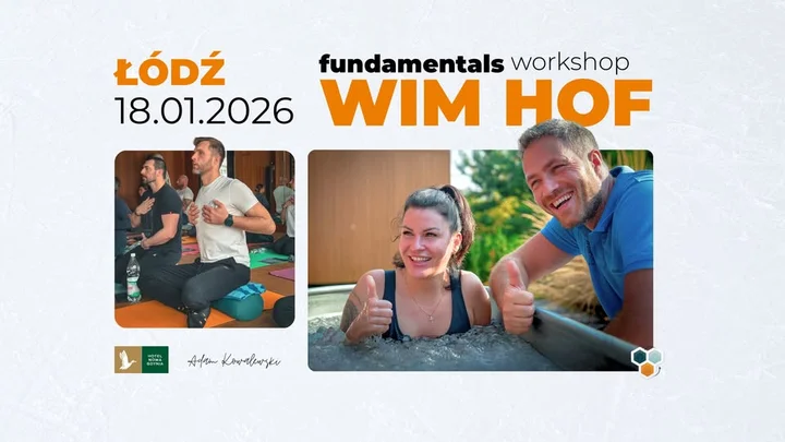 Grafika promocyjna wydarzenia WIM HOF Fundamentals Workshop — warsztat oddechu i zanurzeń (18 stycznia, Łódź / Stacja Nowa Gdynia)