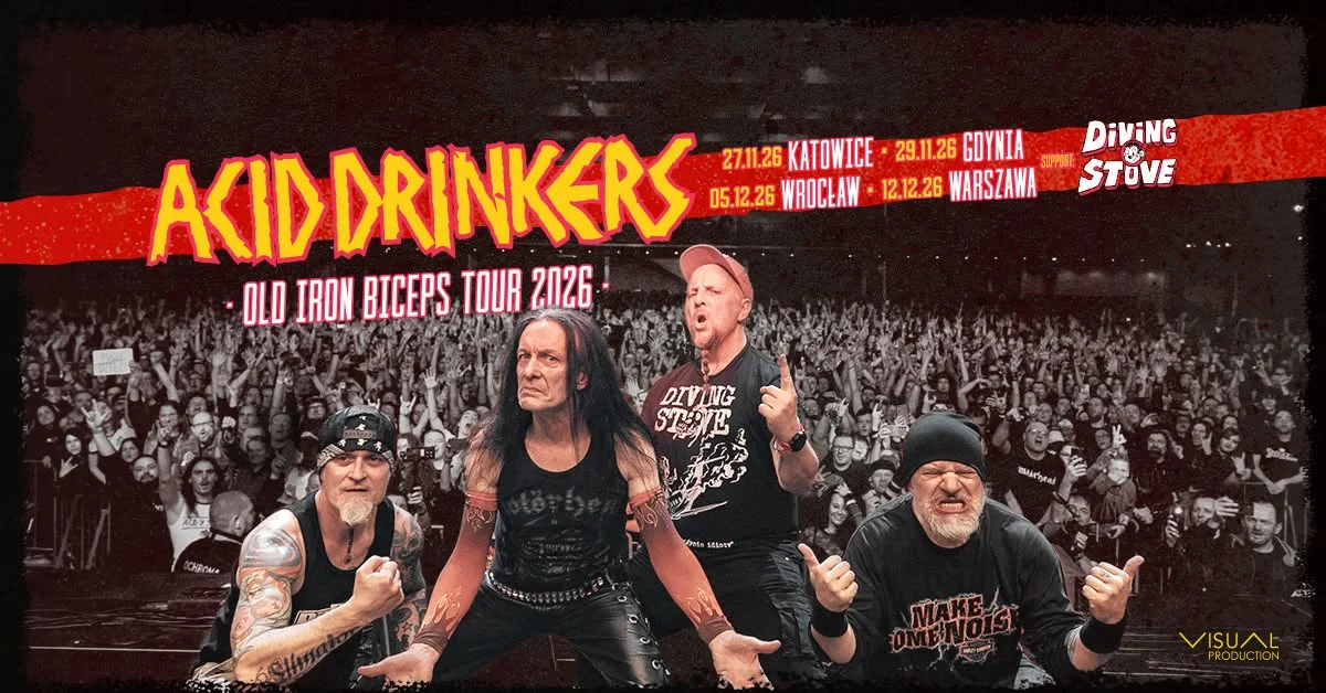 Grafika promocyjna wydarzenia Acid Drinkers – OLD IRON BICEPS TOUR 2026 w Gdyni