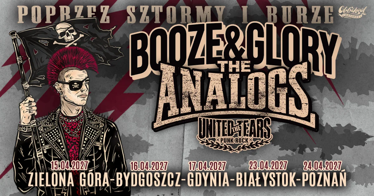 Grafika promocyjna wydarzenia Booze & Glory + The Analogs w Gdyni