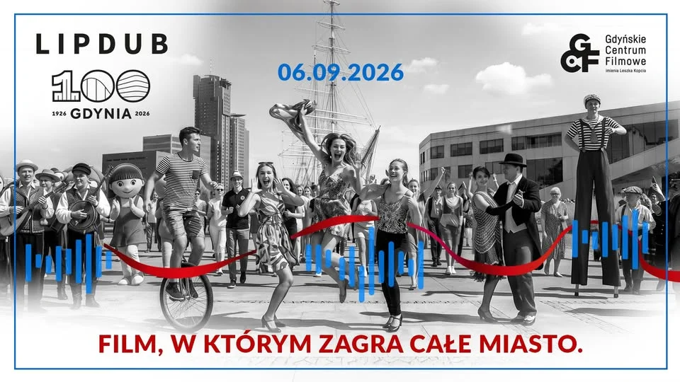 Grafika promocyjna wydarzenia Gdynia LIPDUB 100 – rekord Guinnessa