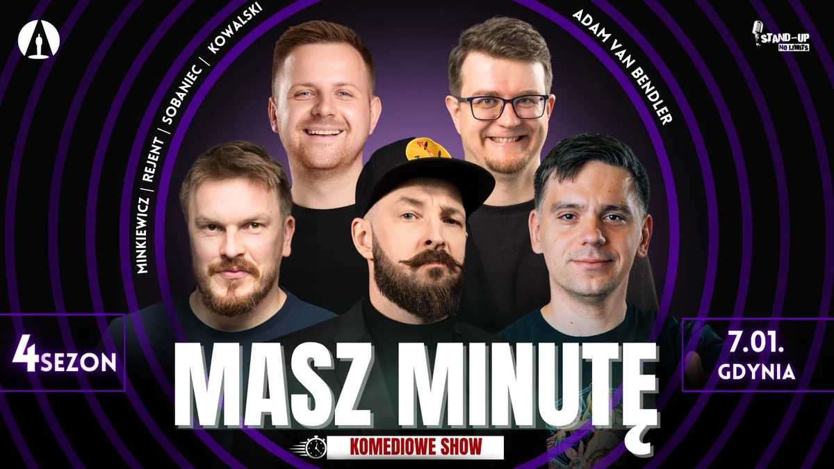 Grafika promocyjna wydarzenia Gdynia! „Masz Minutę” – komedia na żywo