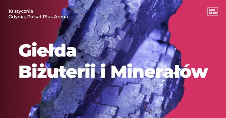 Grafika promocyjna wydarzenia Giełda Biżuterii, Minerałów i Skamieniałości (GeoExpo) — Gdynia, 18 stycznia 2026