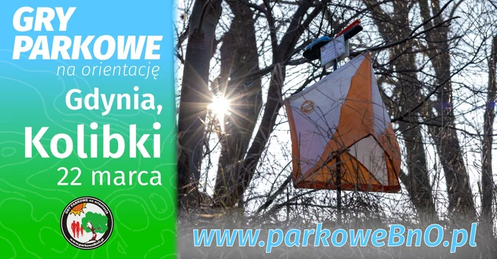 Grafika promocyjna wydarzenia Gry Parkowe na Orientację – Gdynia (Kolibki)