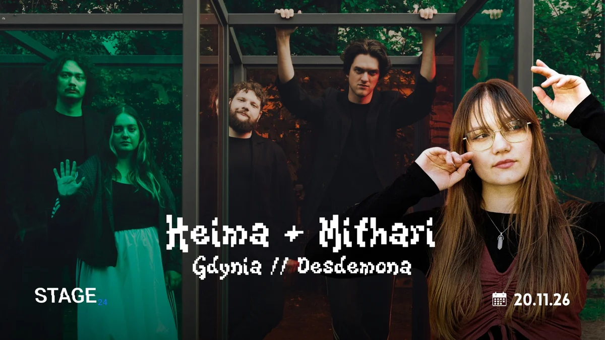 Grafika promocyjna wydarzenia Heima + Mithari: koncert w Gdyni