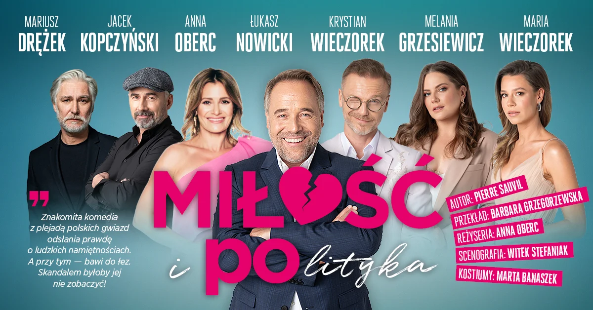 Grafika promocyjna wydarzenia Komedia o miłości i politycznych intrygach w Teatrze Muzycznym w Gdyni