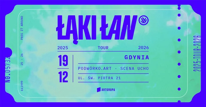 Grafika promocyjna wydarzenia Łąki Łan w Gdyni — 19 grudnia w Podwórko.art (Scena Ucho)