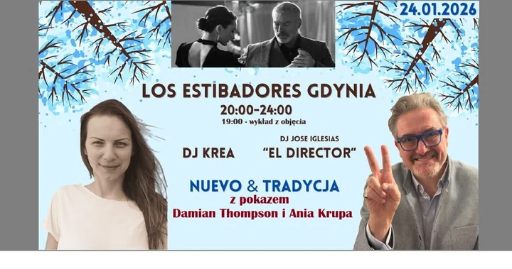 Grafika promocyjna wydarzenia Milonga Los Estibadores Gdynia — taneczne spotkanie w Mercure Gdynia (24 stycznia 2026)