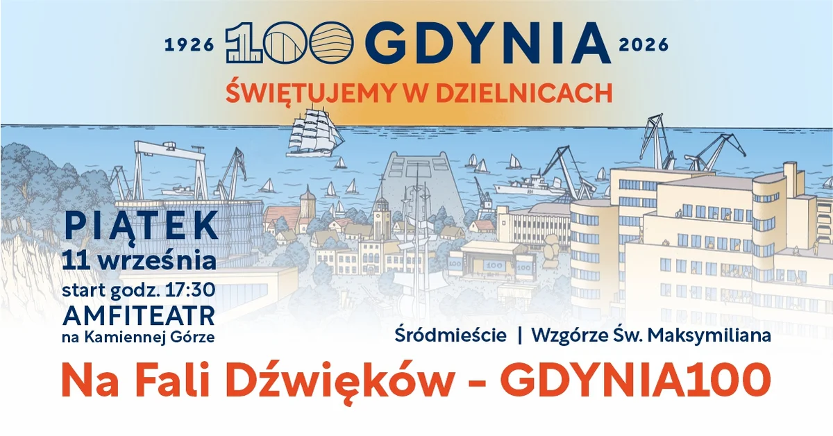 Grafika promocyjna wydarzenia Na Fali Dźwięków – GDYNIA100: muzyka i film