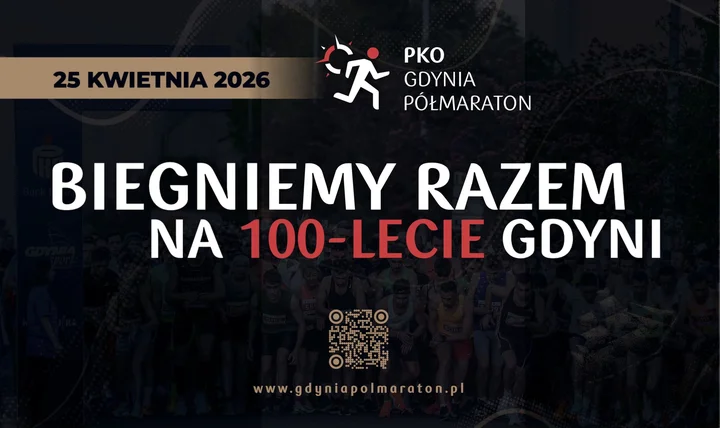 Grafika promocyjna wydarzenia PKO Gdynia Półmaraton — wieczorny bieg po zmroku w Gdyni