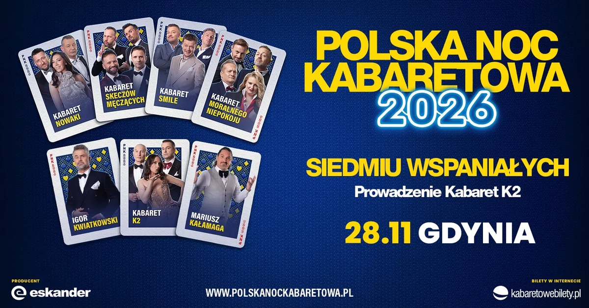 Grafika promocyjna wydarzenia Polska Noc Kabaretowa 2026 w Gdyni