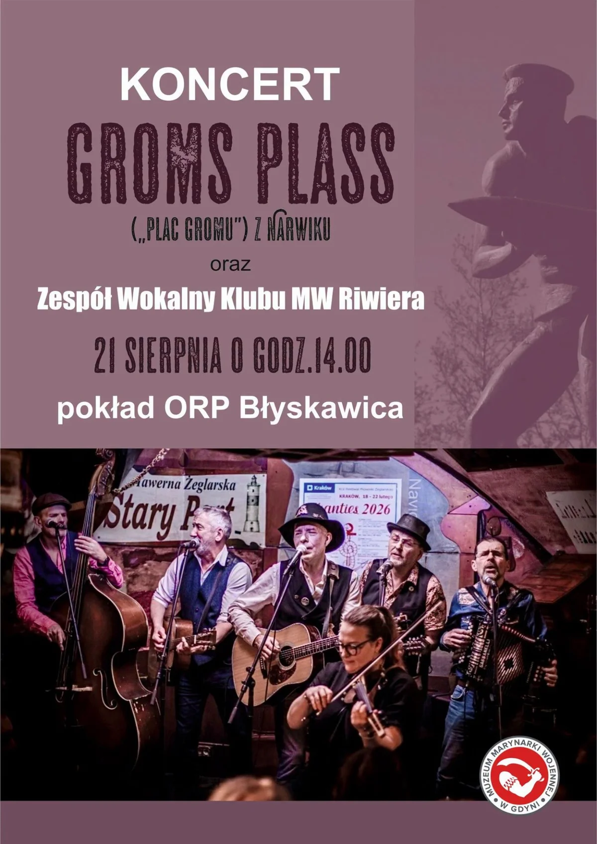 Grafika promocyjna wydarzenia Polskie i norweskie rytmy na pokładzie ORP „Błyskawica”
