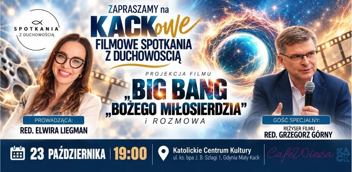 Grafika promocyjna wydarzenia Projekcja filmu „Big Bang Bożego Miłosierdzia” i spotkanie z Grzegorzem Górnym