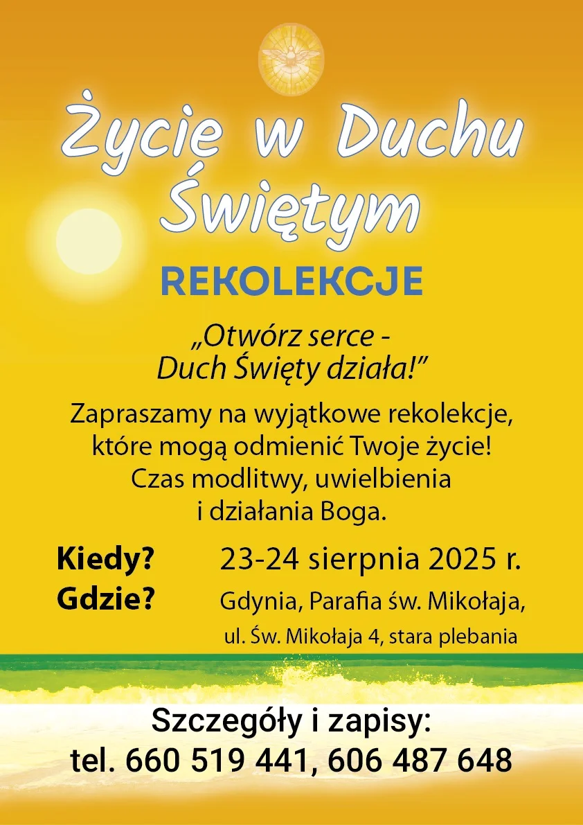 Grafika promocyjna wydarzenia Rekolekcje duchowe w Gdyni Chyloni w sierpniu 2025