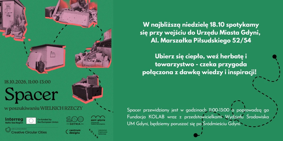Grafika promocyjna wydarzenia Spacer szlakiem gdyńskich wystawek
