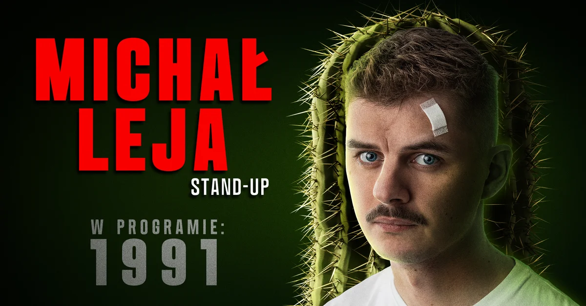 Grafika promocyjna wydarzenia Stand-up Michała Lei z nowym programem w Gdyni