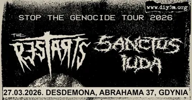 Grafika promocyjna wydarzenia THE RESTARTS (UK) i SANCTUS IUDA — Gdynia, Desdemona, 27 marca 2026