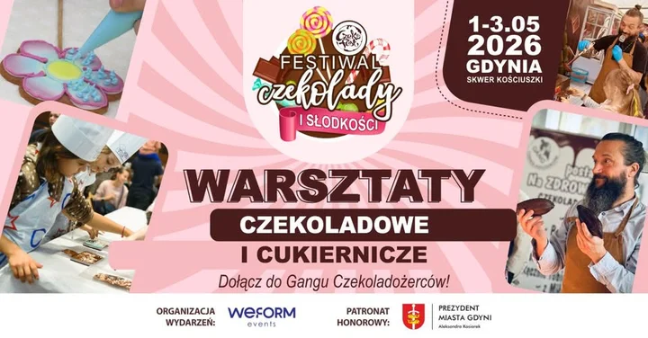 Grafika promocyjna wydarzenia Warsztaty Czekoladowe i Cukiernicze I Gdynia (Czeko Fest)