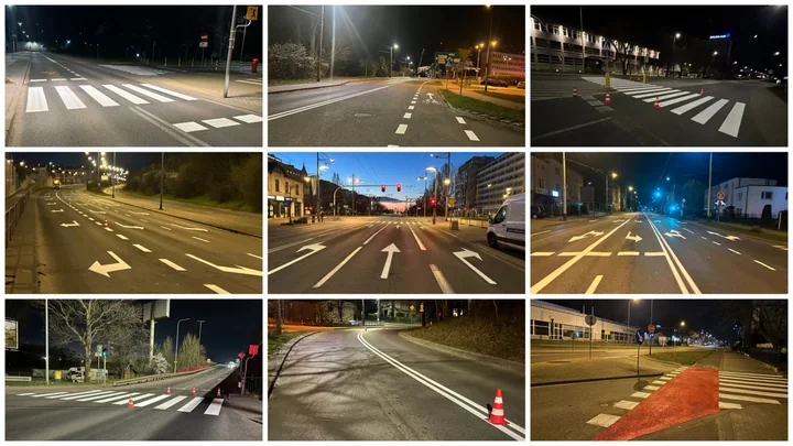 Nocne malowanie ulic w Gdyni. Linie wracają po zimie